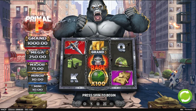 Primal Rampage - gameplay screen with a vault