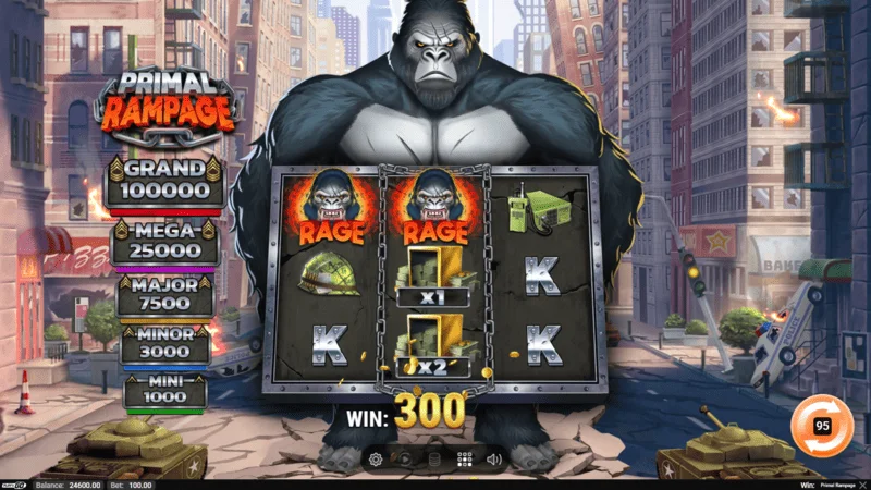 Primal Rampage - a big win on the reels